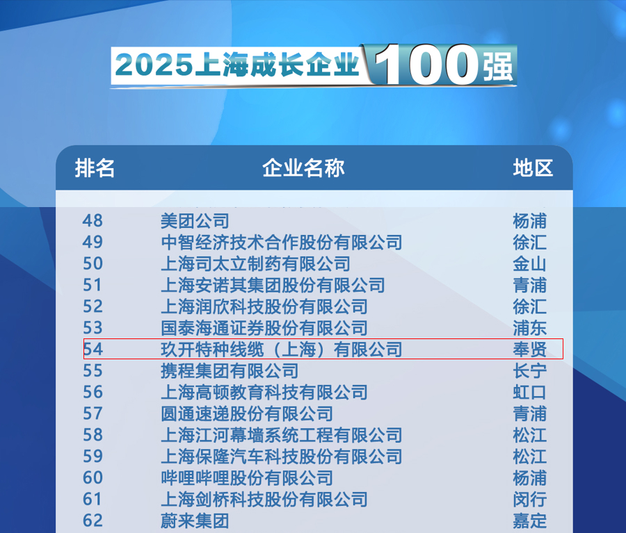 聚焦2025上海百强宣布会：和记娱乐特种线缆登榜生长企业100强