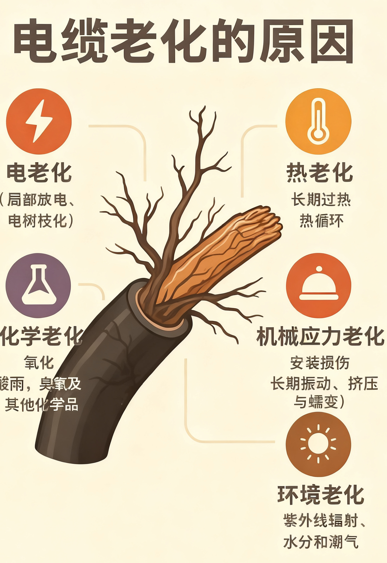 电缆绝缘层为什么会老化？五个最常见的缘故原由